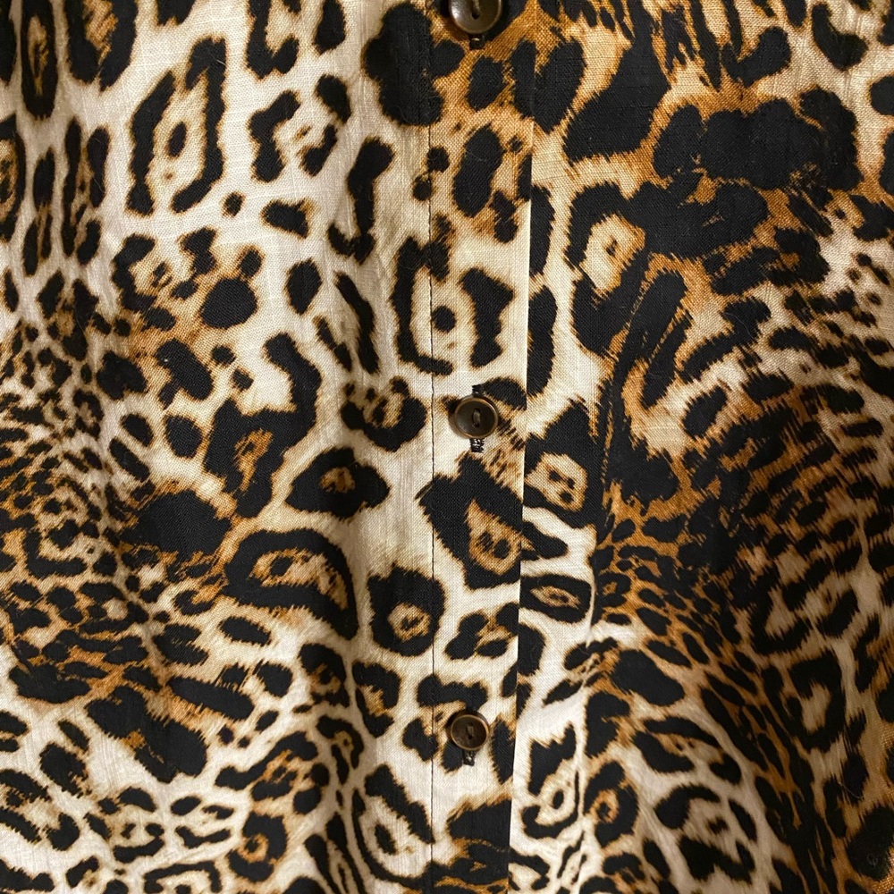 Woman’s animal print 3/4 sleeve button down blouse - Picture 6 of 7